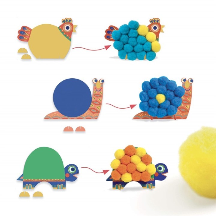 Collage Animales con Pompones