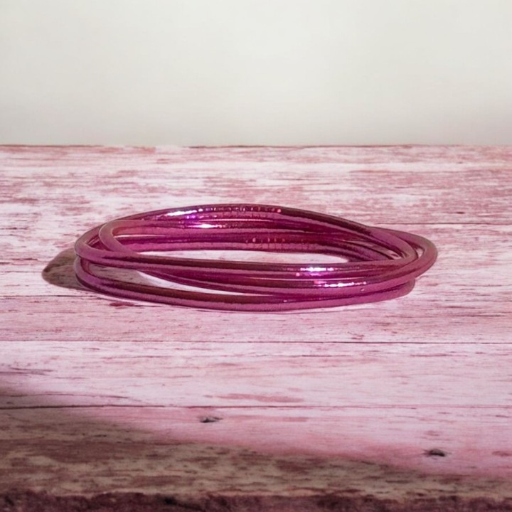 Pulsera Pan de Oro Fina Fucsia
