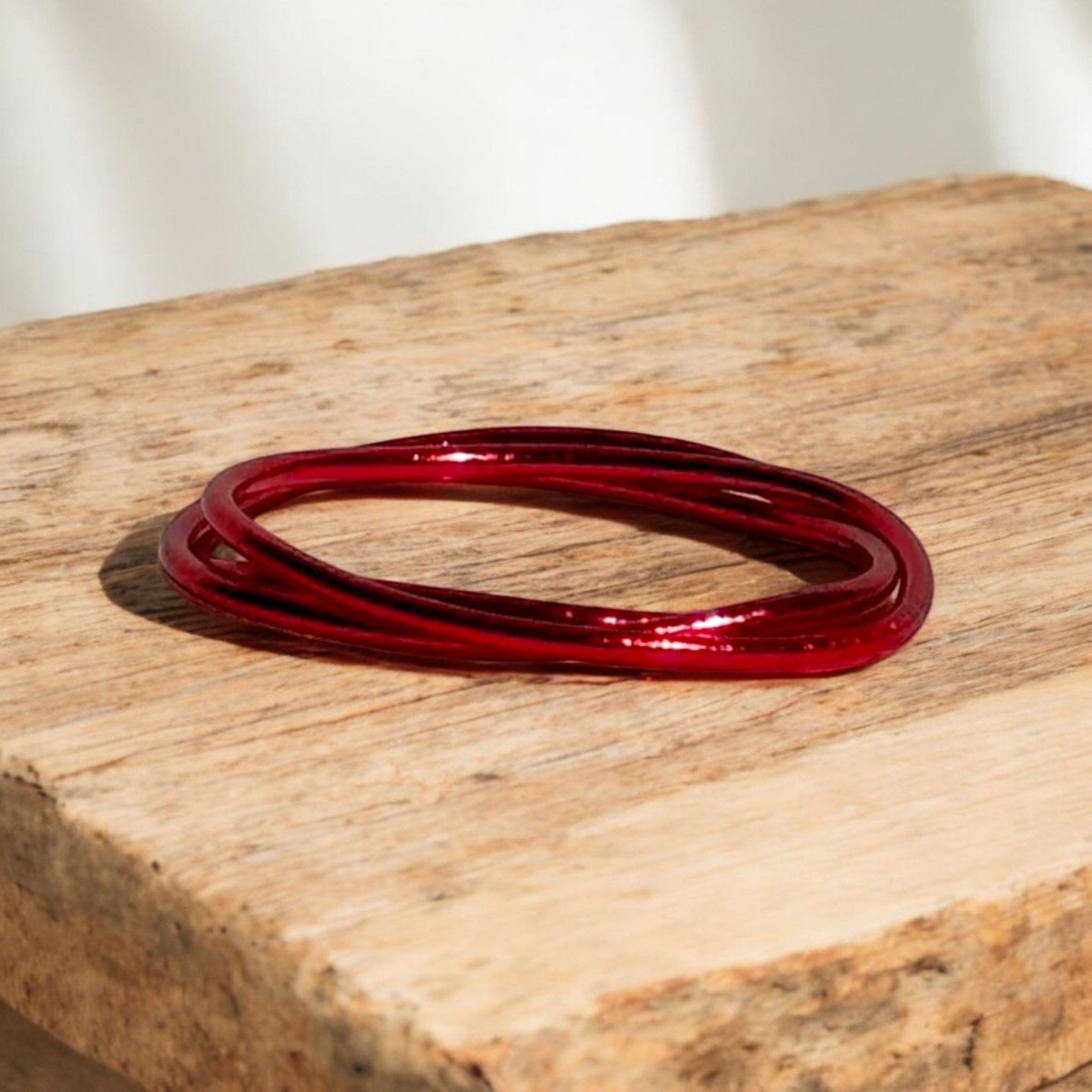 Pulsera Pan de Oro Fina Rojo Valentino
