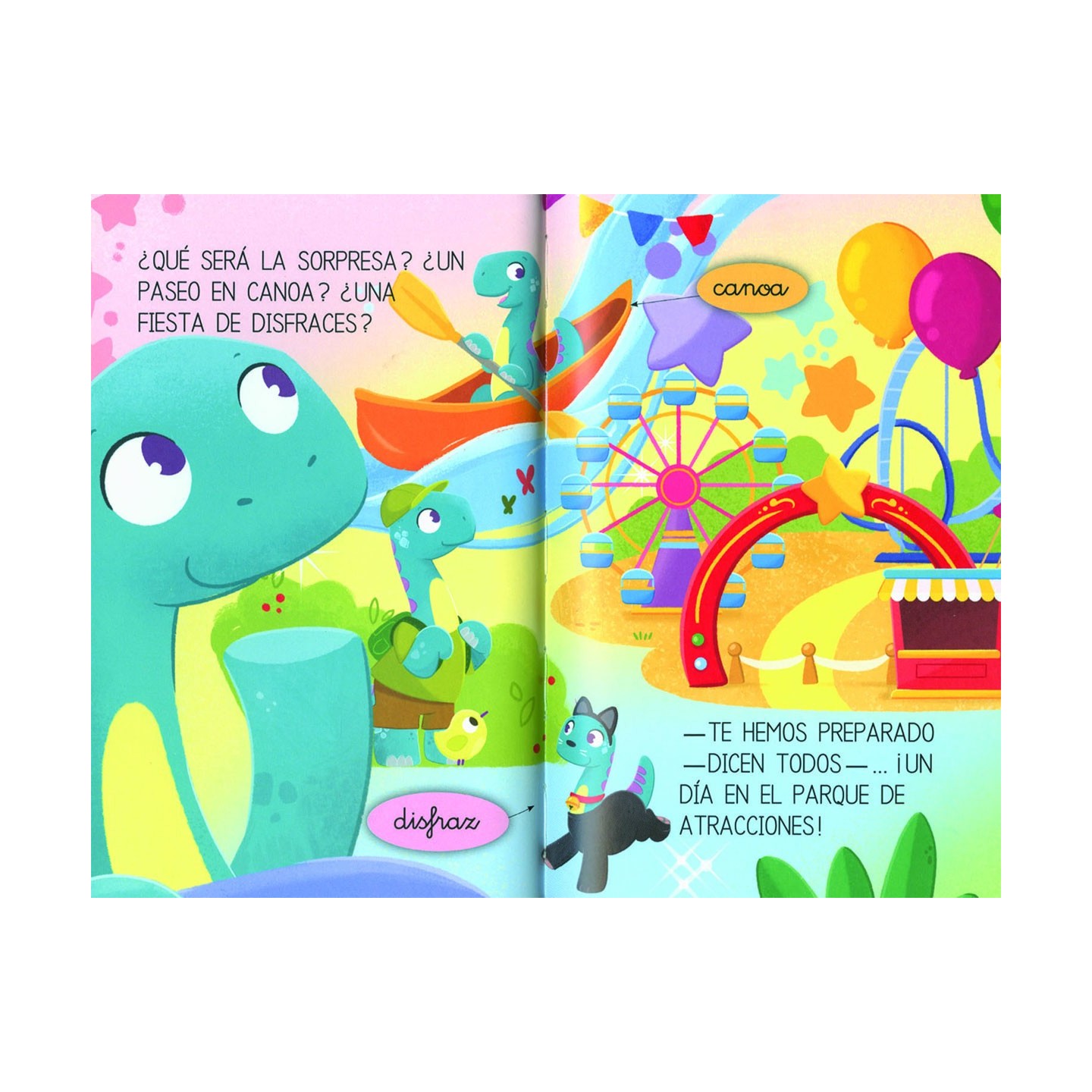Aprendo a leer Nivel 0 - Un dinosaurio en el parque de atracciones