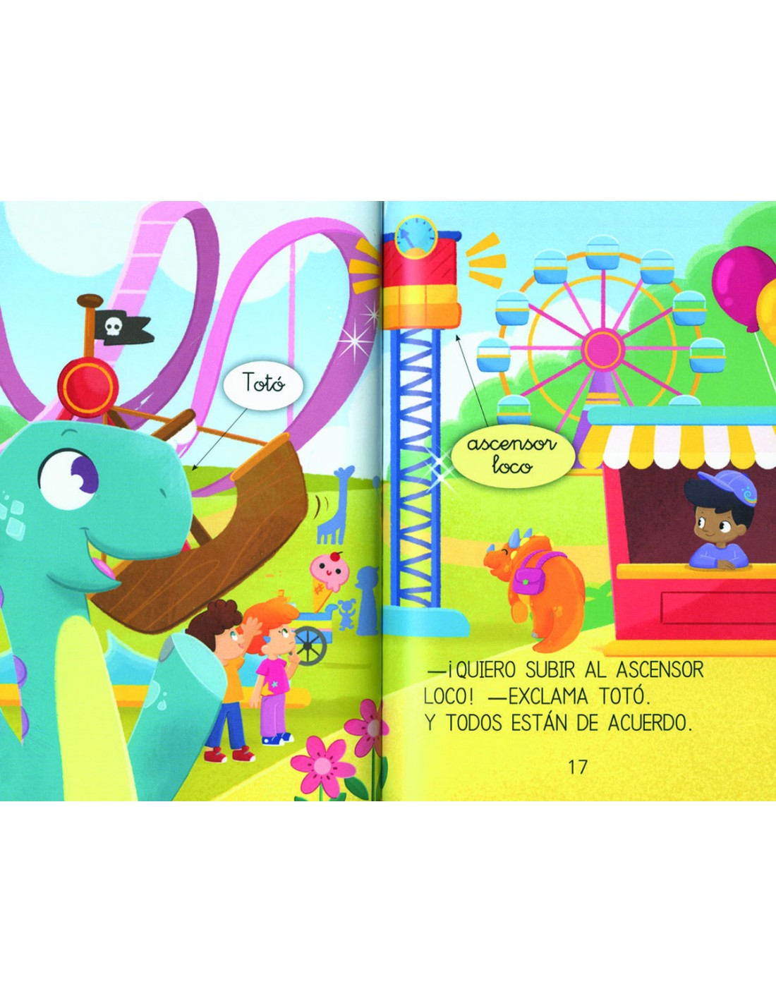 Aprendo a leer Nivel 0 - Un dinosaurio en el parque de atracciones