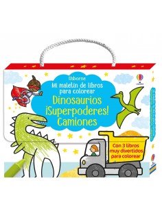 Mi maletín de libros para colorear - Dinosaurios, Superpoderes y Camiones