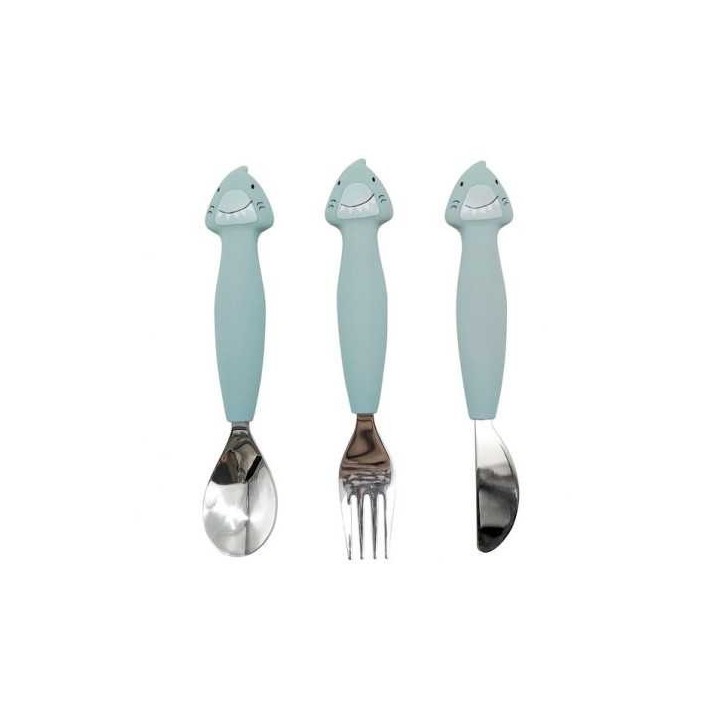 Set Cubiertos Silicona Trixie Tiburon