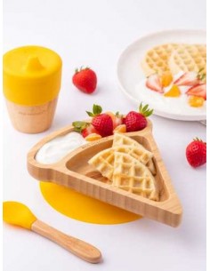 Plato Bambu Multicompartimento Pizza Amarillo Eco 2