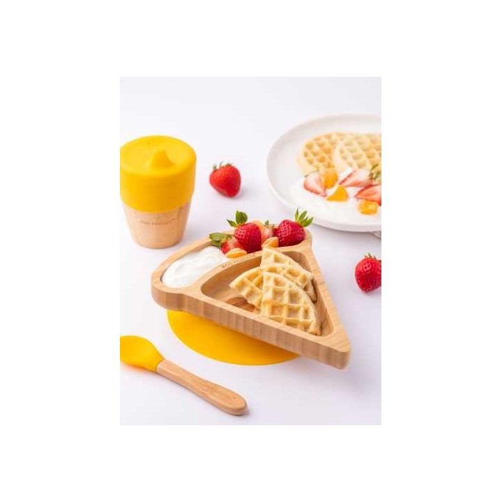 Plato Bambu Multicompartimento Pizza Amarillo Eco