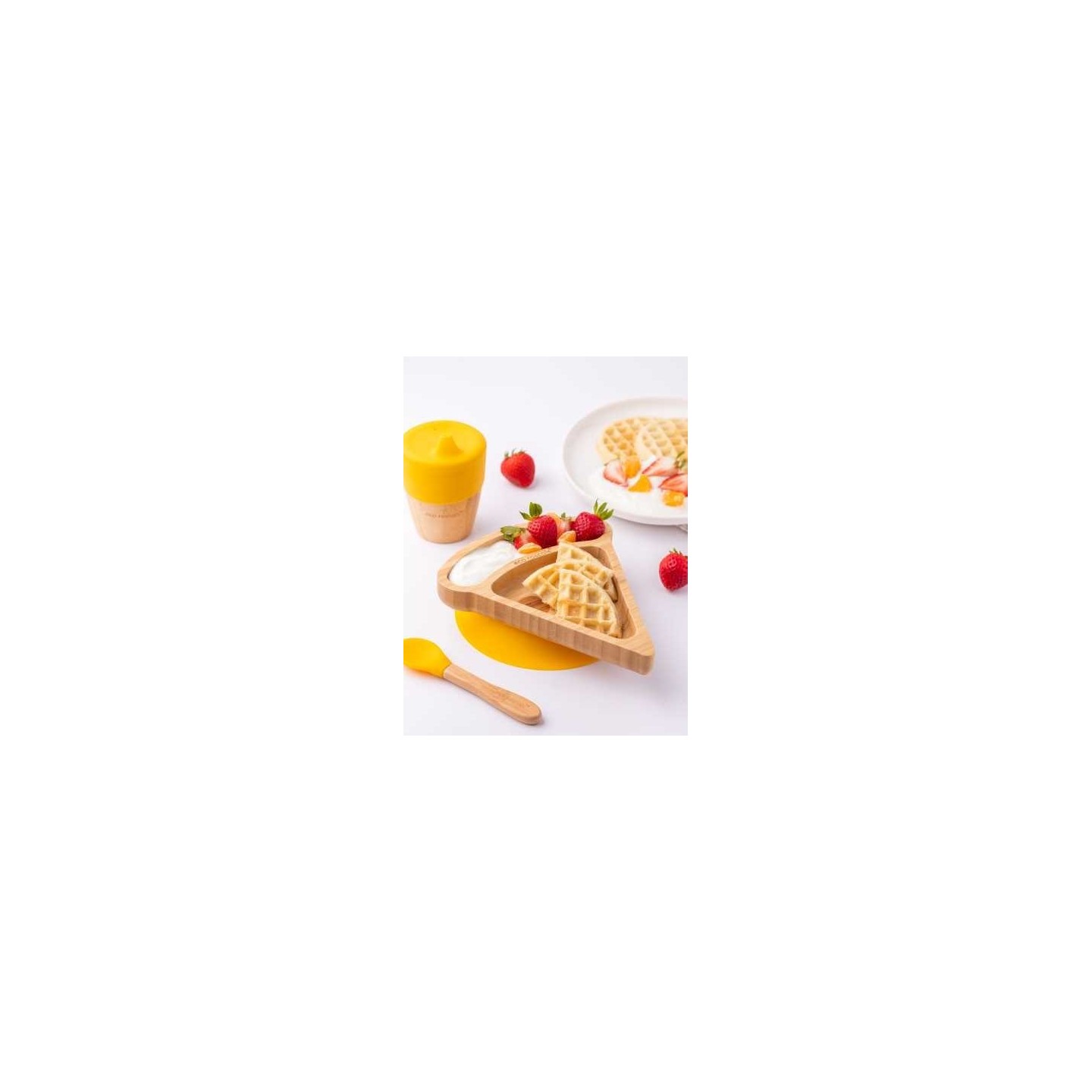 Plato Bambu Multicompartimento Pizza Amarillo Eco