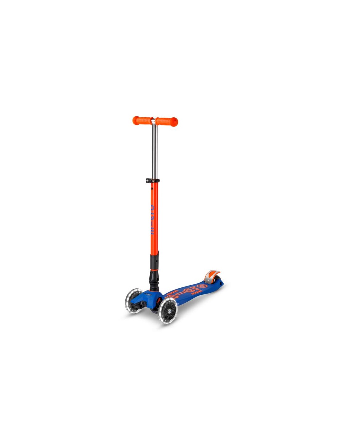 Patinete Maxi Micro Deluxe LED NEON Plegable Azul-Naranja