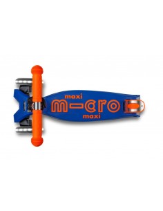 Patinete Maxi Micro Deluxe LED NEON Plegable Azul-Naranja 2