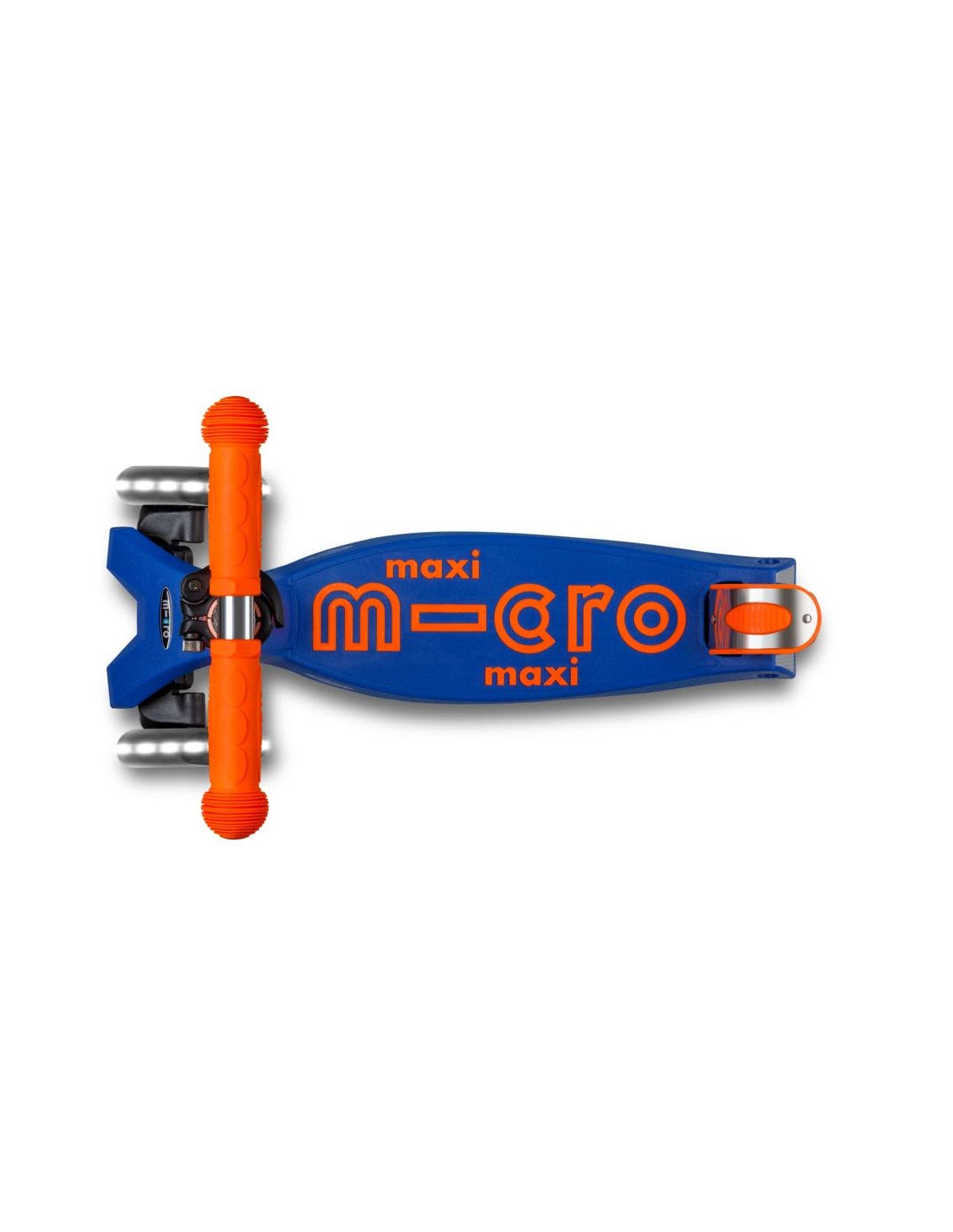 Patinete Maxi Micro Deluxe LED NEON Plegable Azul-Naranja