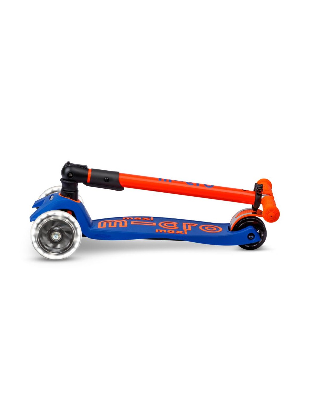 Patinete Maxi Micro Deluxe LED NEON Plegable Azul-Naranja