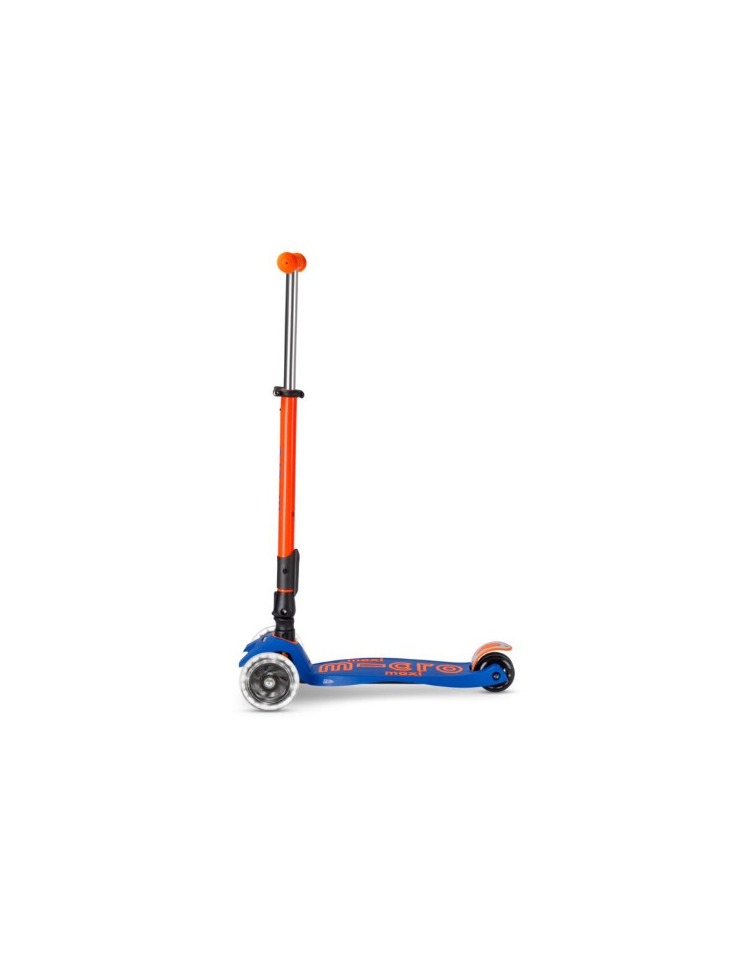 Patinete Maxi Micro Deluxe LED NEON Plegable Azul-Naranja