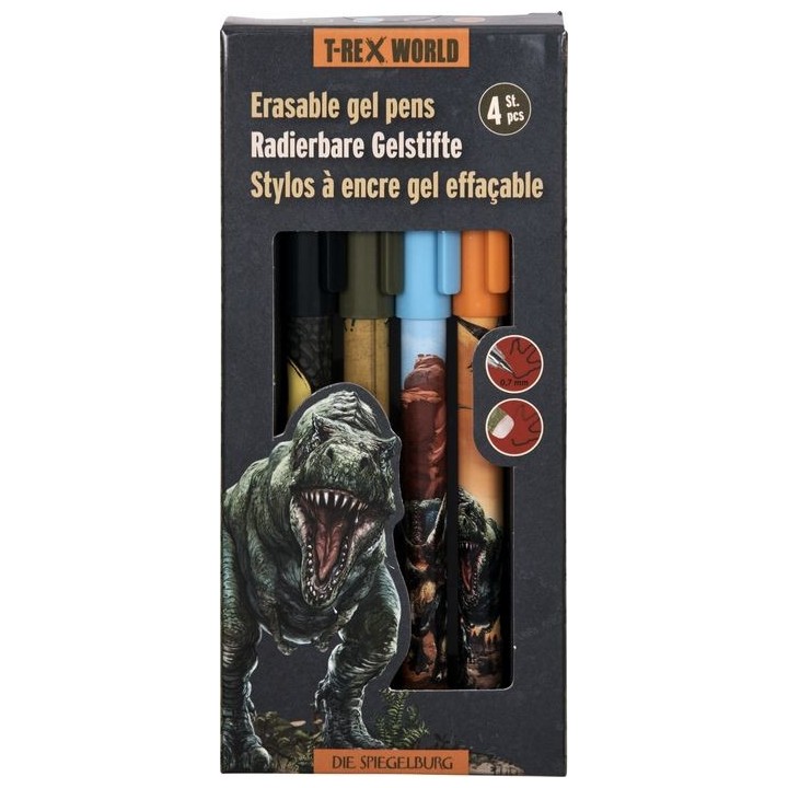 Set 4 Boligrafos Borrables T-Rex World