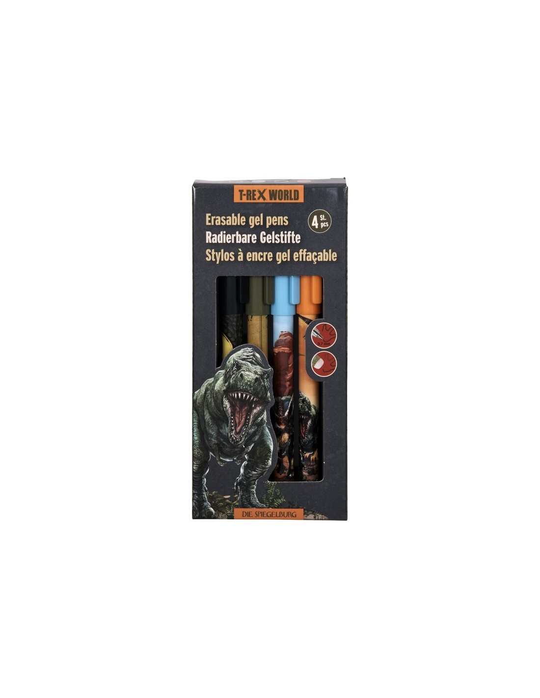 Set 4 Boligrafos Borrables T-Rex World