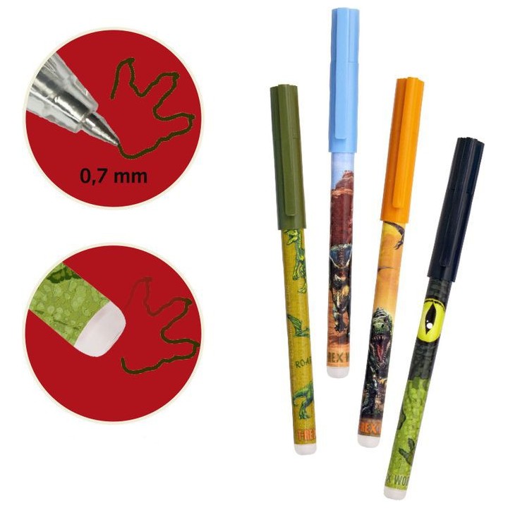 Set 4 Boligrafos Borrables T-Rex World