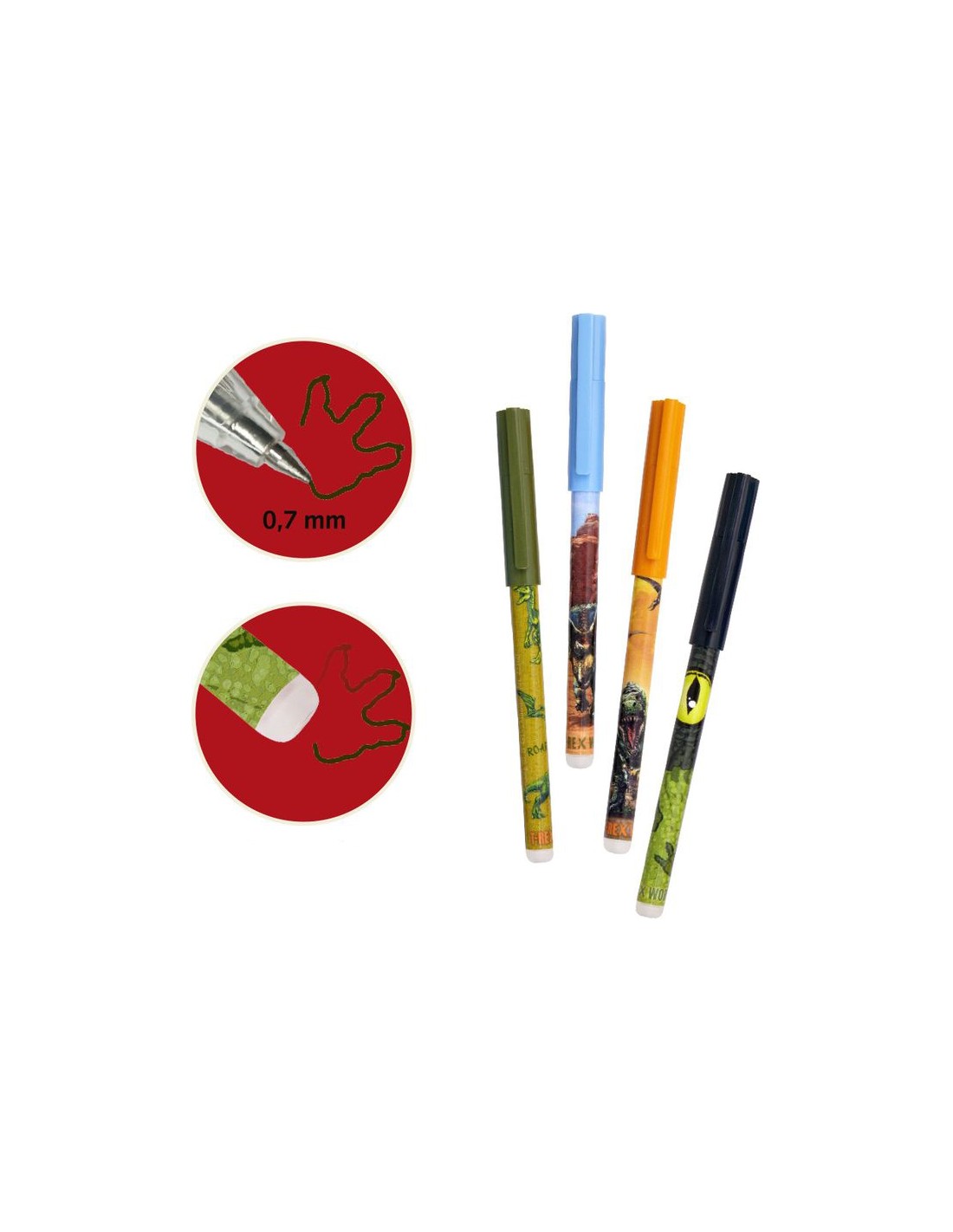 Set 4 Boligrafos Borrables T-Rex World