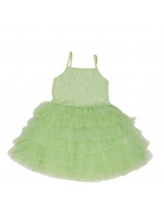 Vestido Tul Sequins Frufru Lime