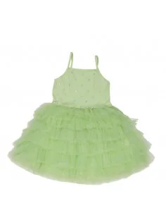 Vestido Tul Sequins Frufru Lime