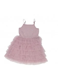 Vestido Tul Sequins Frufru Lila