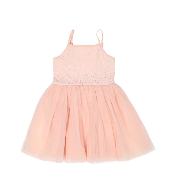 Vestido Tul Sequins Tropical Peach