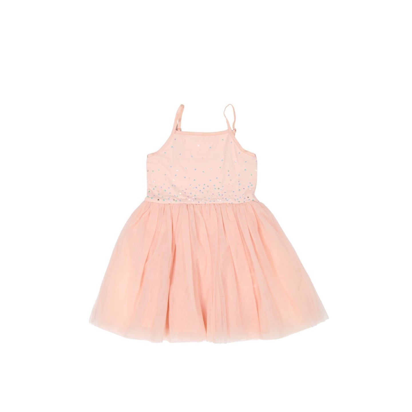 Vestido Tul Sequins Tropical Peach