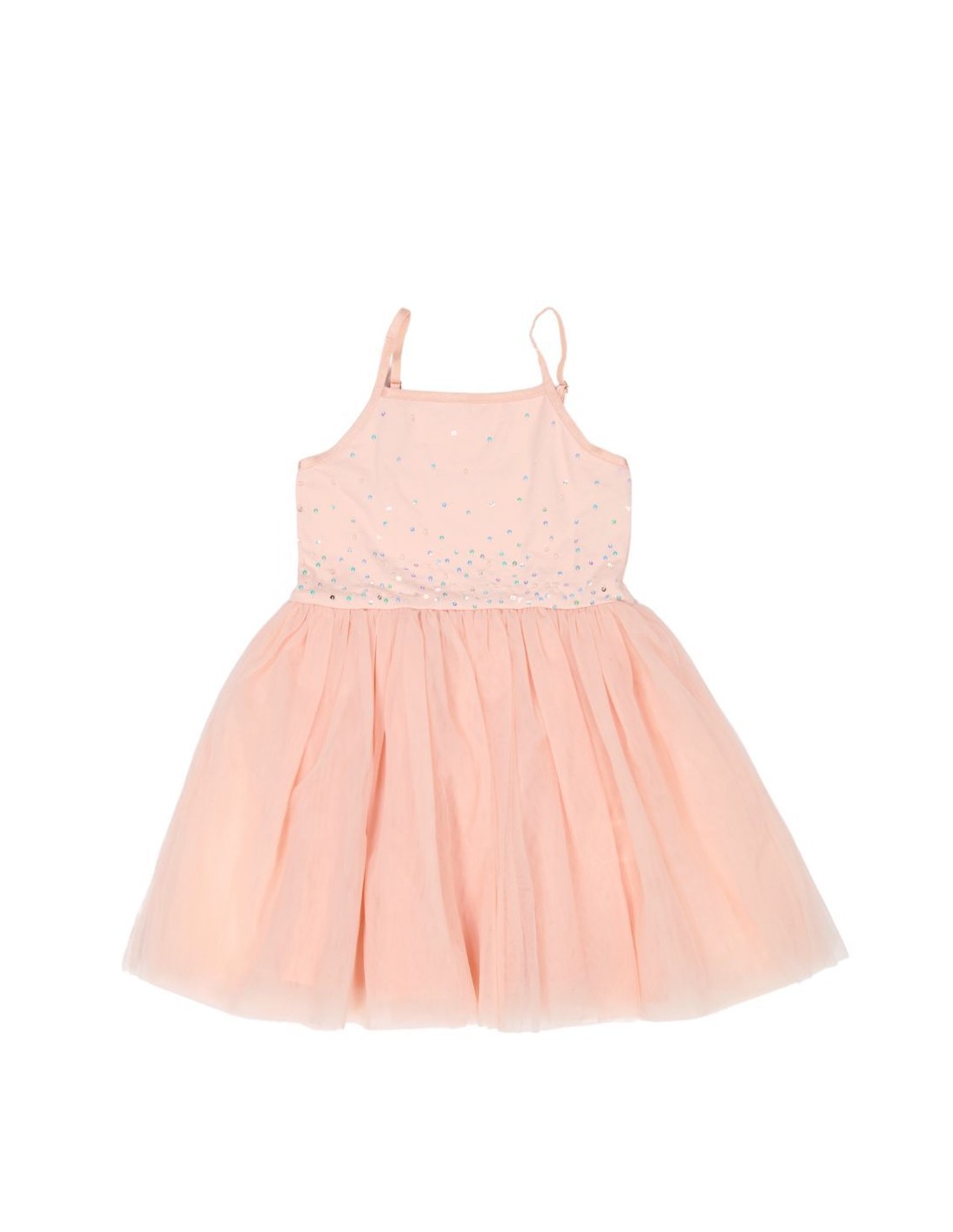 Vestido Tul Sequins Tropical Peach