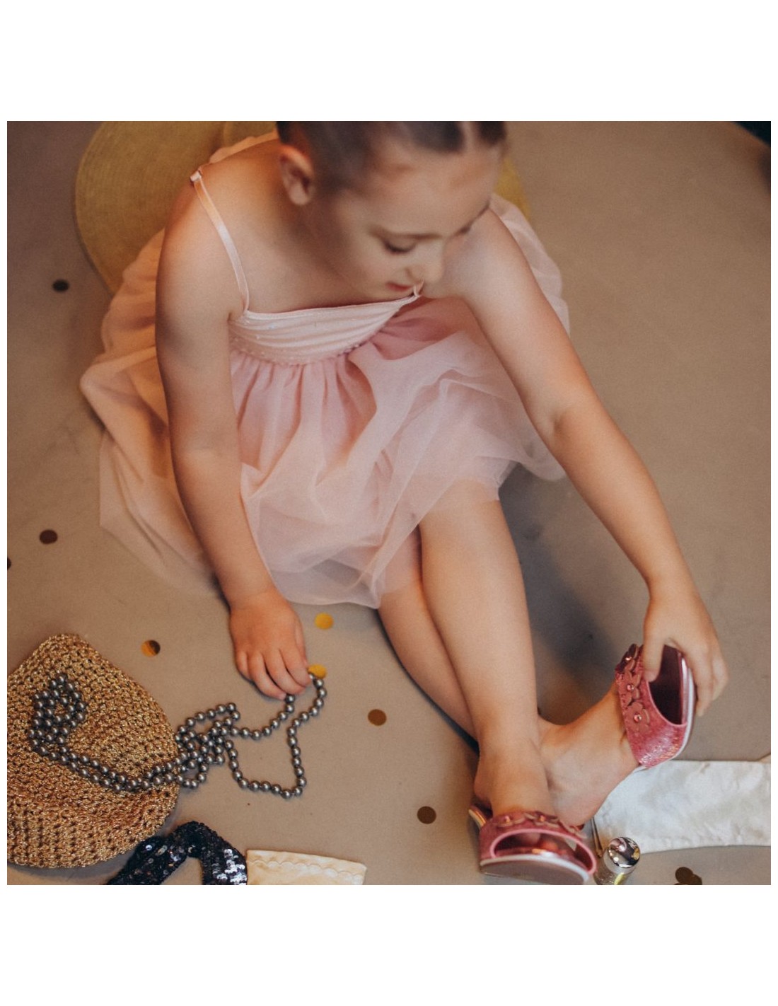Vestido Tul Sequins Tropical Peach