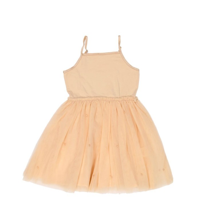 Vestido Tul Perlas Nude