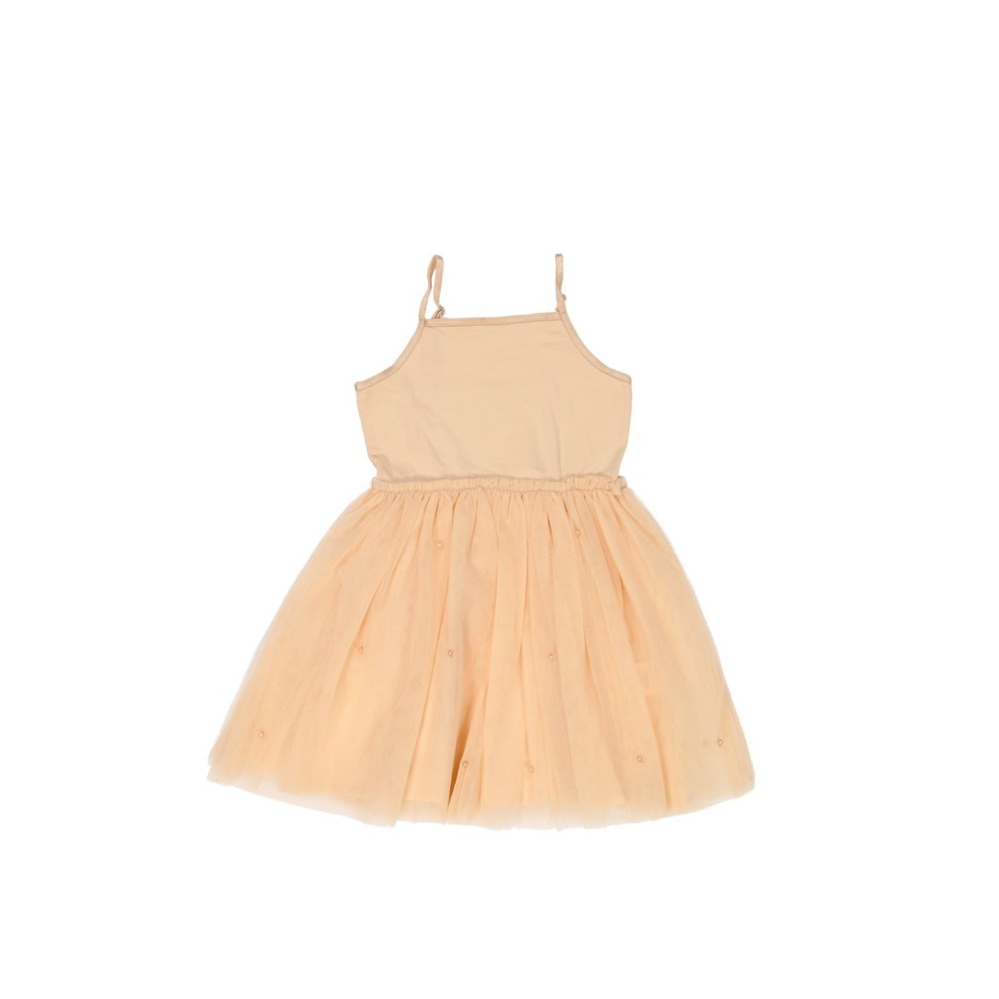 Vestido Tul Perlas Nude