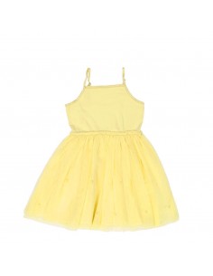Vestido Tul Perlas Yellow