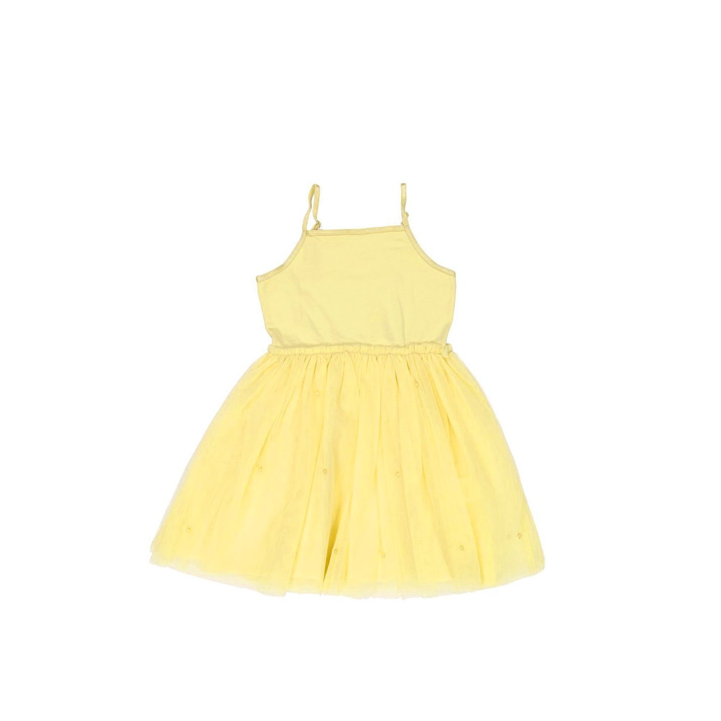 Vestido Tul Perlas Yellow