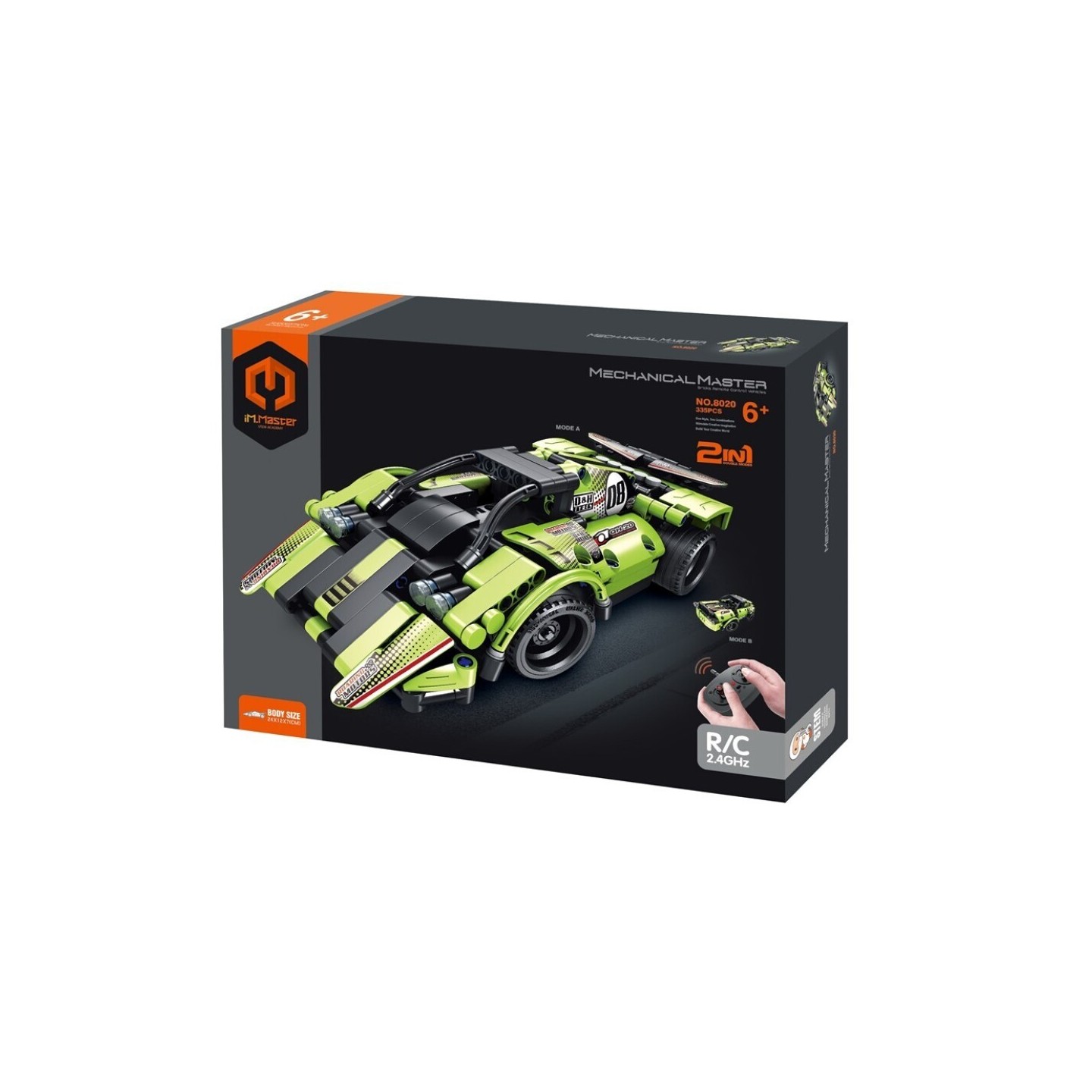 iMMaster Coche Deportivo Verde 2 en 1 con Radio Control - 335 Piezas