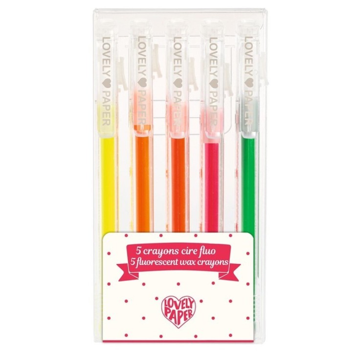 Estuche 5 Lápices de cera fluor