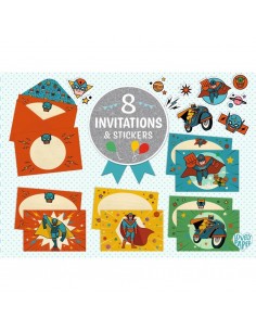 Pack 8 Invitaciones Pum Bang