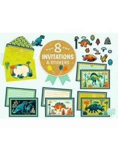 Pack 8 Invitaciones Cric Croc Dino Rock