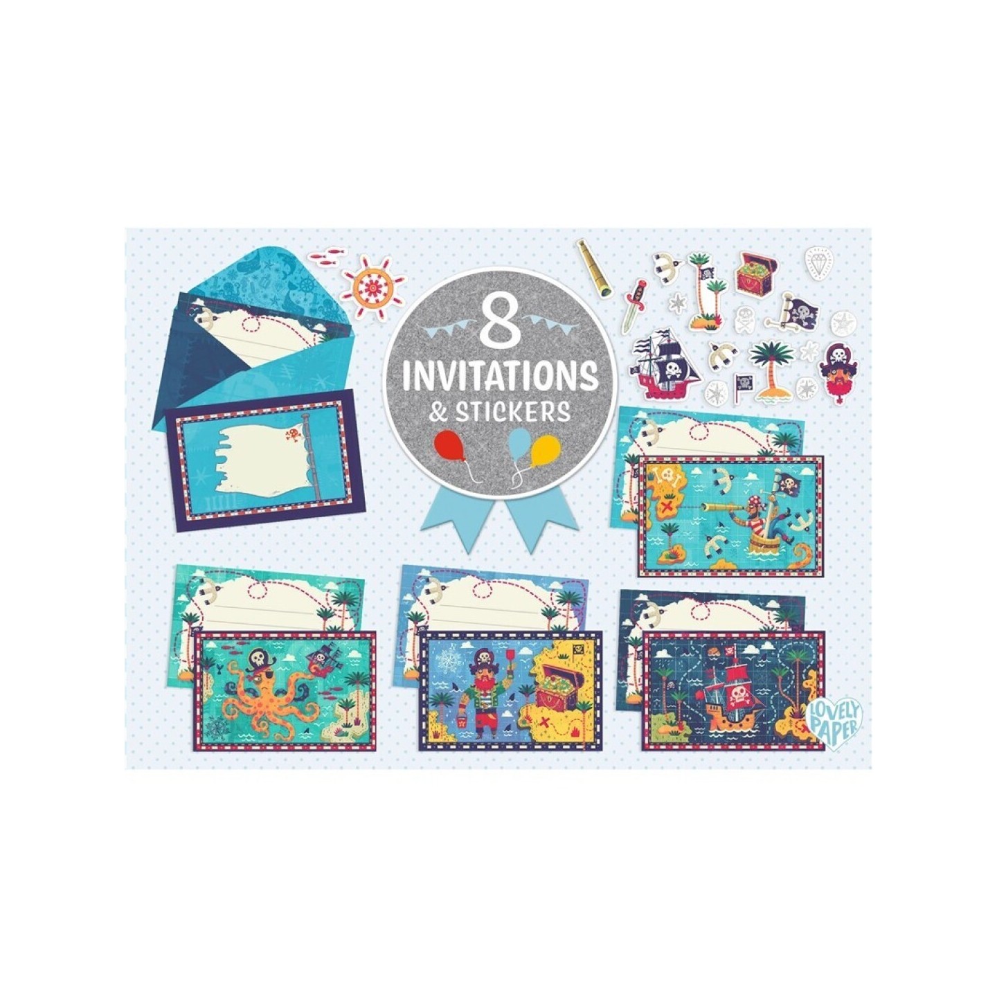 Pack 8 Invitaciones Todos a Bordo