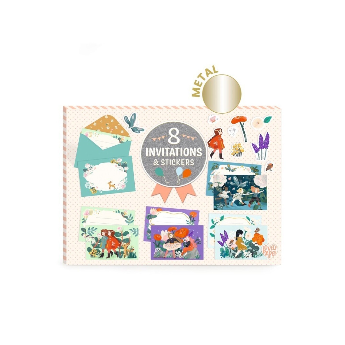 Pack 8 Invitaciones Amigas del Jardín