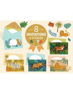 Pack 8 Invitaciones Jungla de Animales
