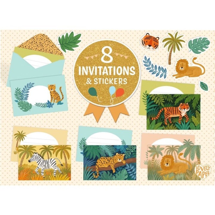 Pack 8 Invitaciones Jungla de Animales