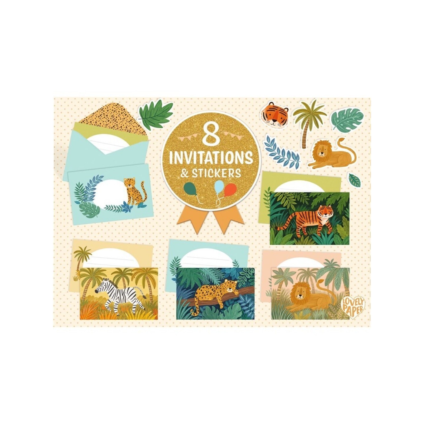 Pack 8 Invitaciones Jungla de Animales