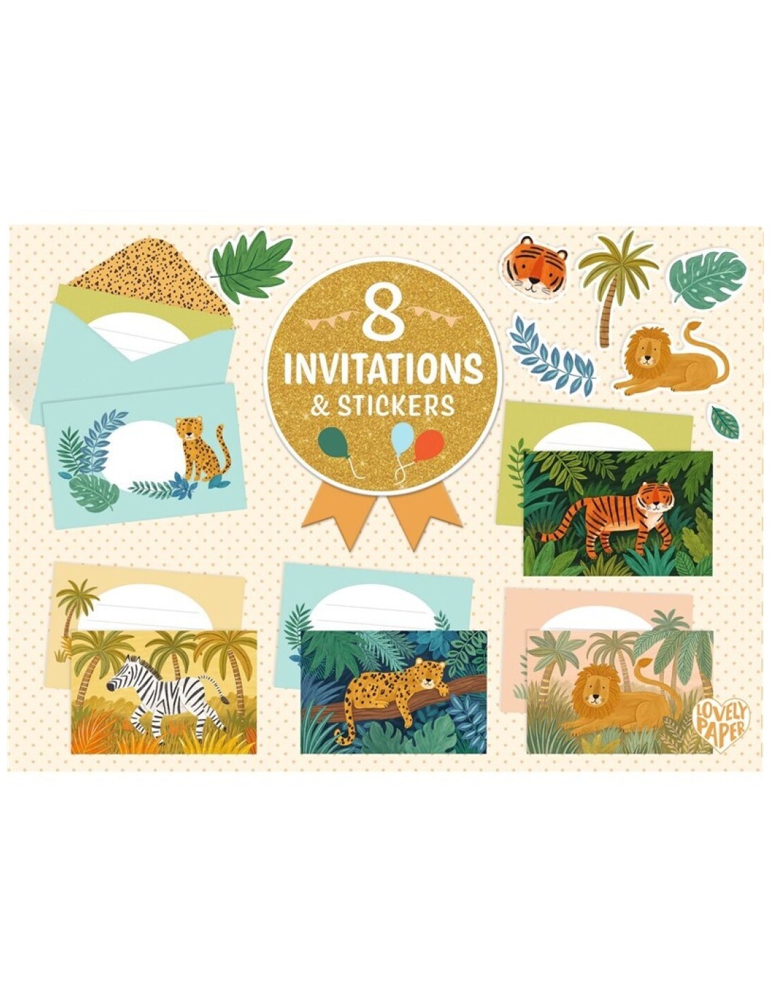 Pack 8 Invitaciones Jungla de Animales