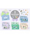 Pack 8 Invitaciones Fanfarria de Animales
