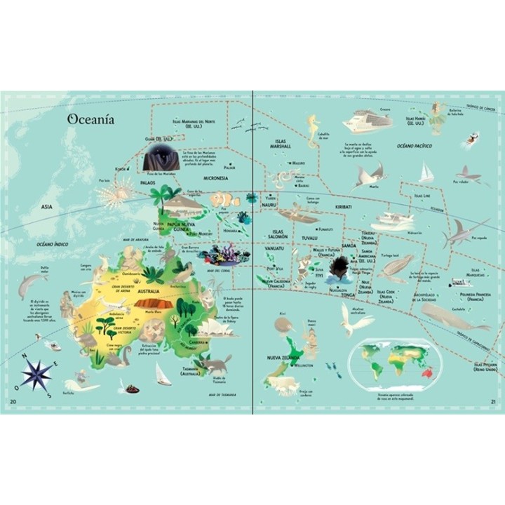 Atlas Ilustrado con Pegatinas
