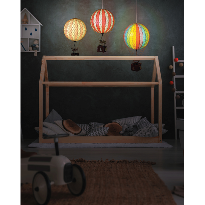 Globo Aerostático Colgante 30 cm con LUZ LED - Estrellas Azules