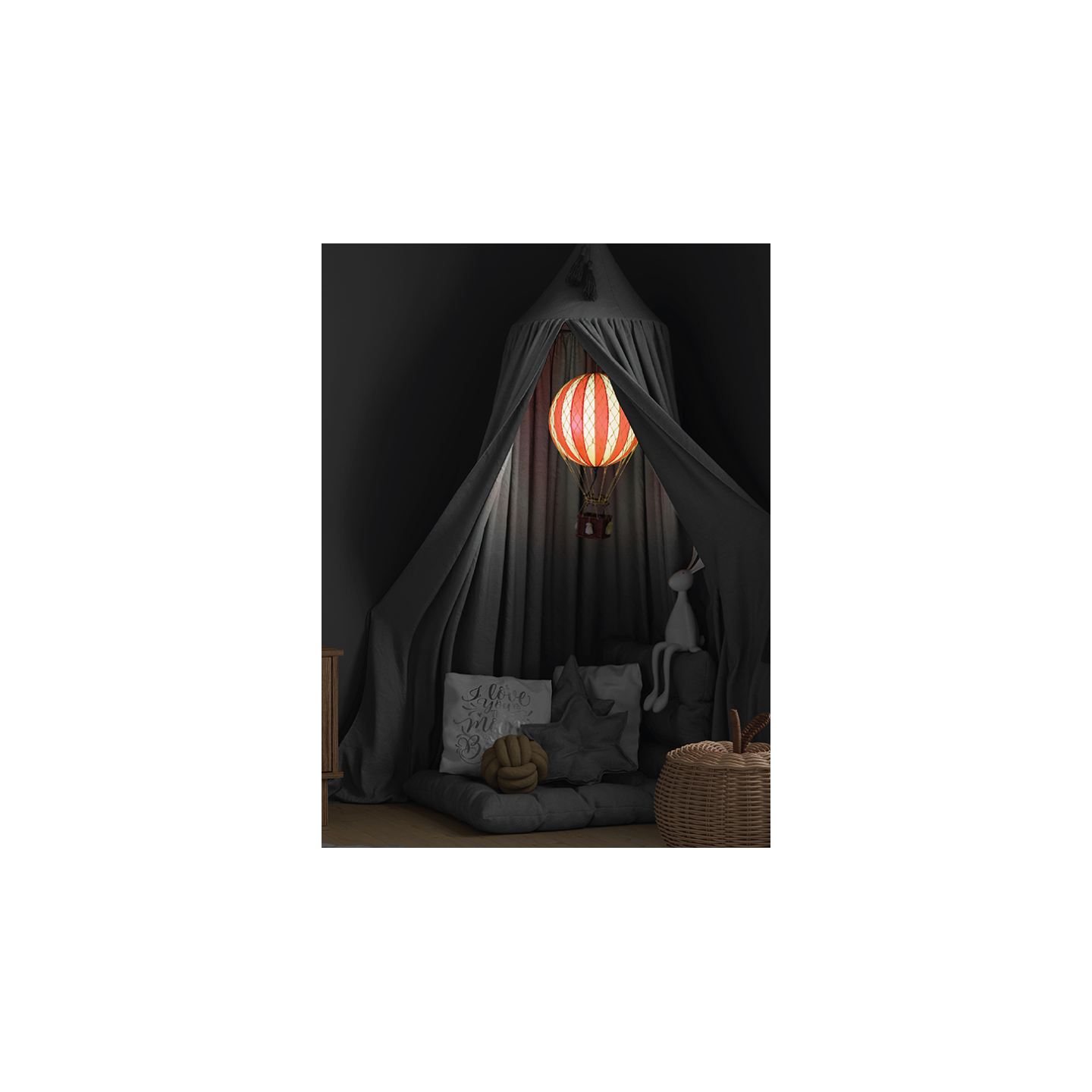 Globo Aerostático Colgante 30 cm con LUZ LED - Rojo Verdadero