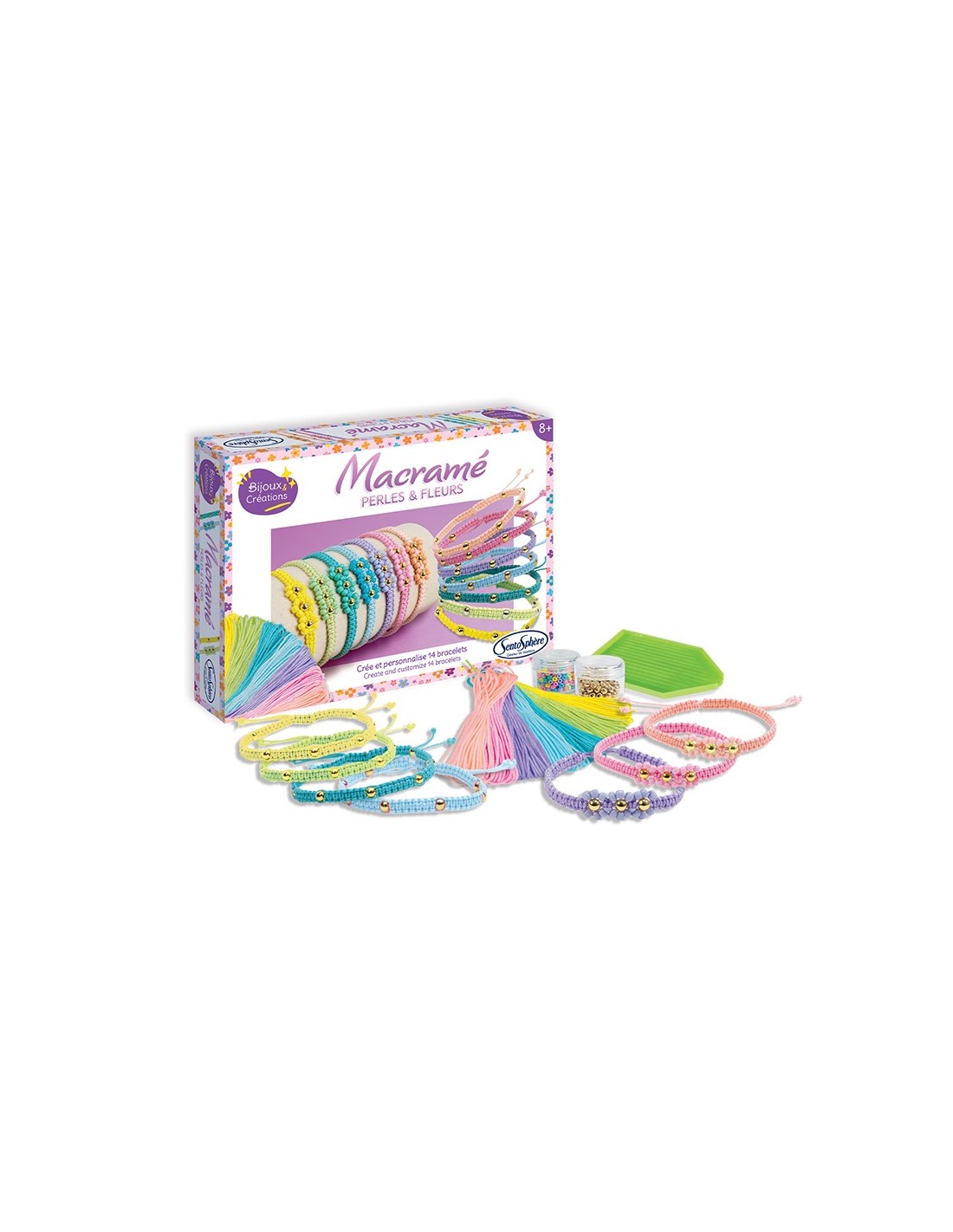 Pulseras de Macramé - Perlas y Flores