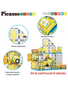 Picasso Tiles Construcción 37 Piezas + 8 Vehículos 2